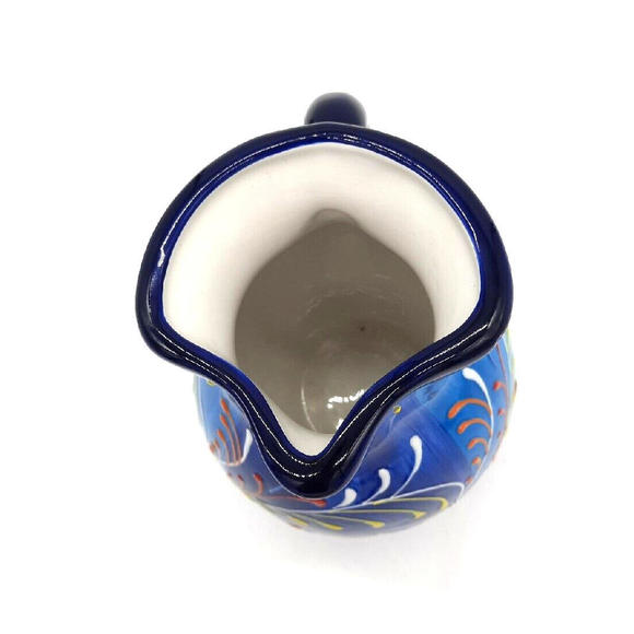Anoru S. L. Ceramics Hand Painted  8" Colorful Blue Pitcher Vase Made In Spain - Picture 5 of 6
